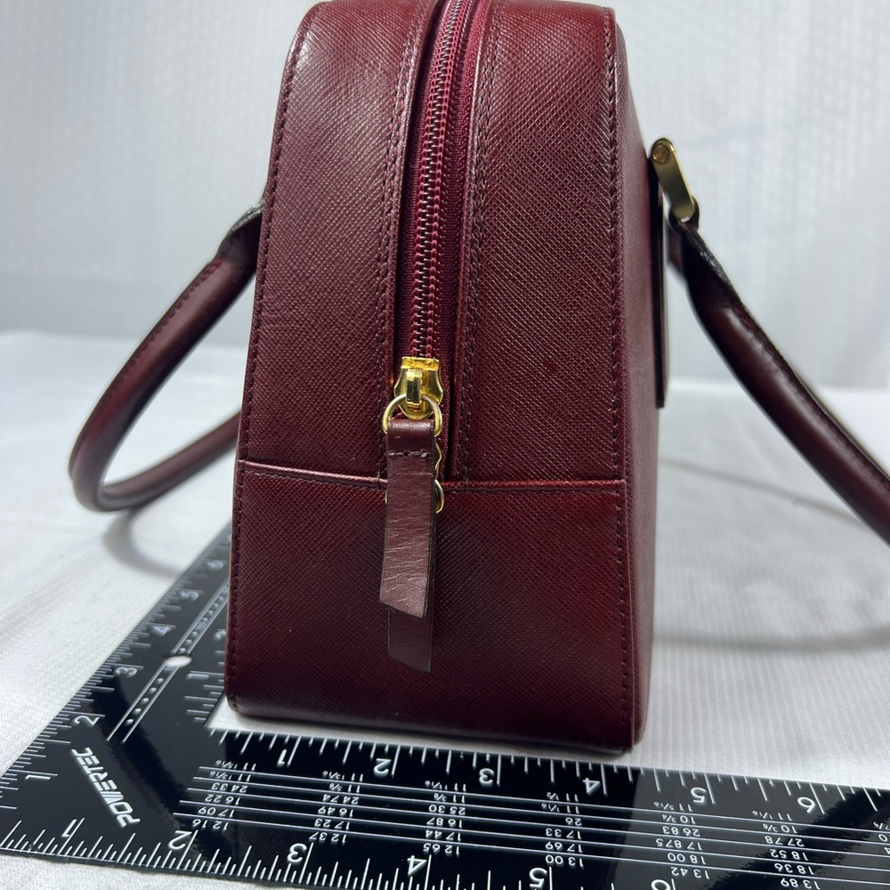 Burberry London Burgundy Saffiano Leather Satchel Re-Lined Authentic - Picture 16 of 16